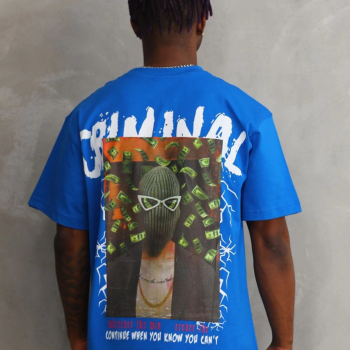 Baskılı Oversize T-Shirt - Mavi -