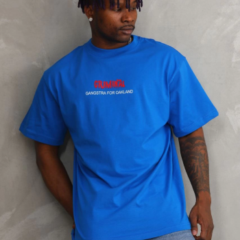 Baskılı Oversize T-Shirt - Mavi -