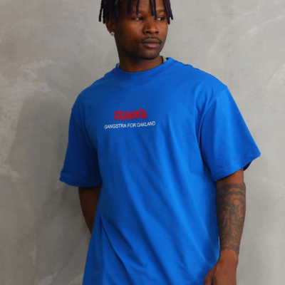 Baskılı Oversize T-Shirt - Mavi -