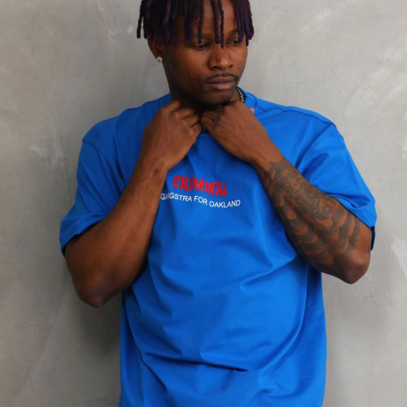 Baskılı Oversize T-Shirt - Mavi -