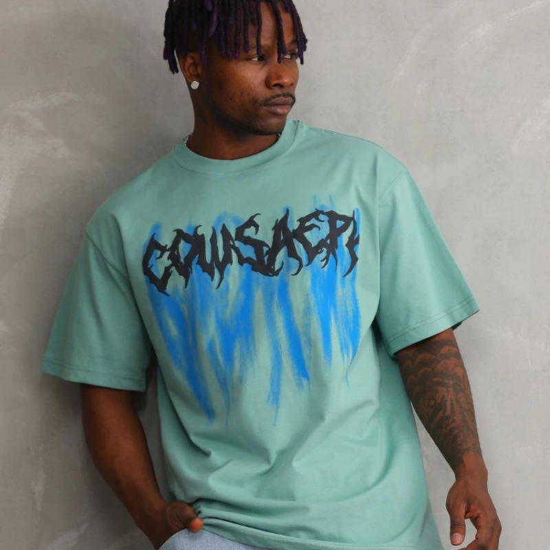 Baskılı Oversize T-Shirt - Mint Yeşili