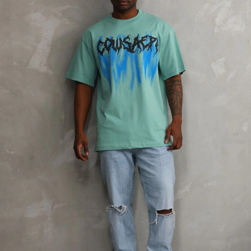 Baskılı Oversize T-Shirt - Mint Yeşili
