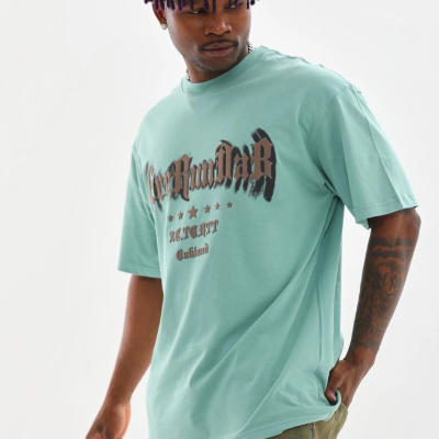 Baskılı Oversize T-Shirt - Mint Yeşili