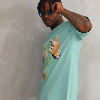 Baskılı Oversize T-Shirt - Mint Yeşili