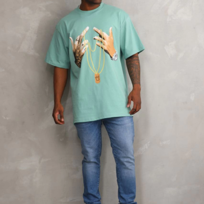 Baskılı Oversize T-Shirt - Mint Yeşili