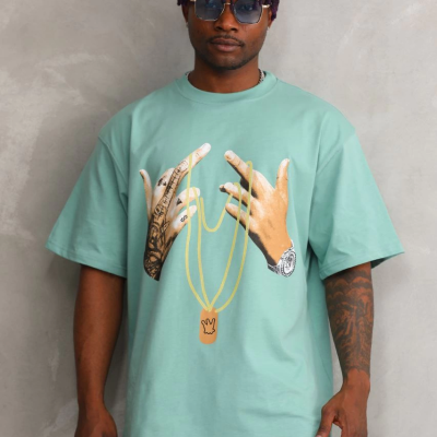 Baskılı Oversize T-Shirt - Mint Yeşili