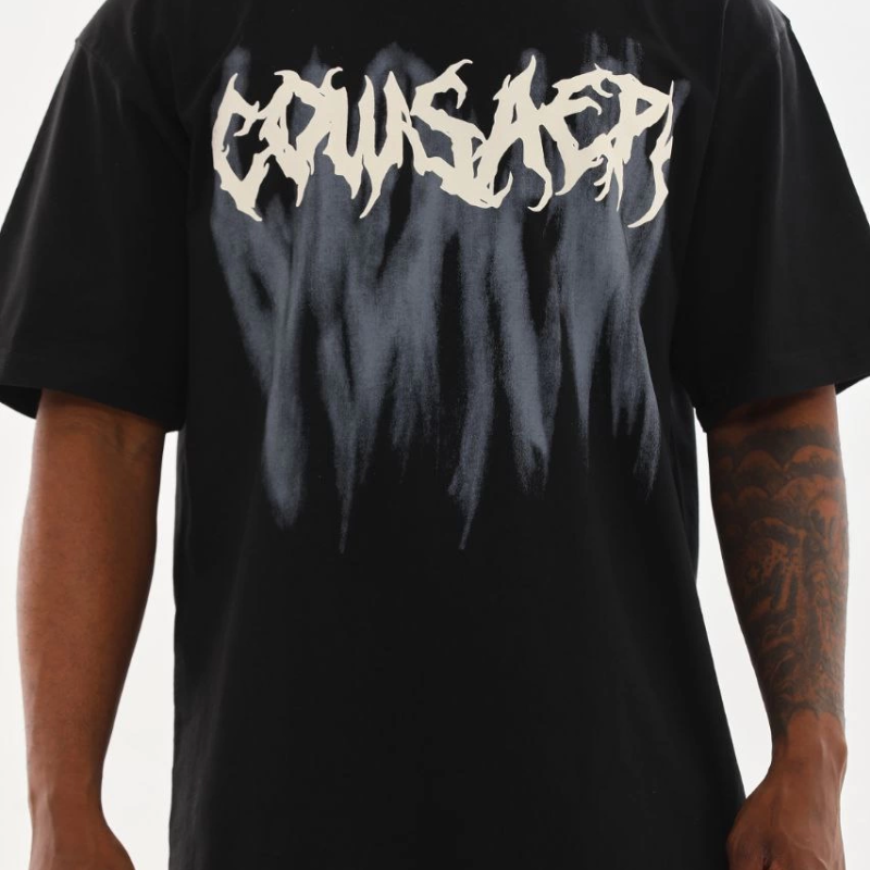 Baskılı Oversize T-Shirt - Siyah -