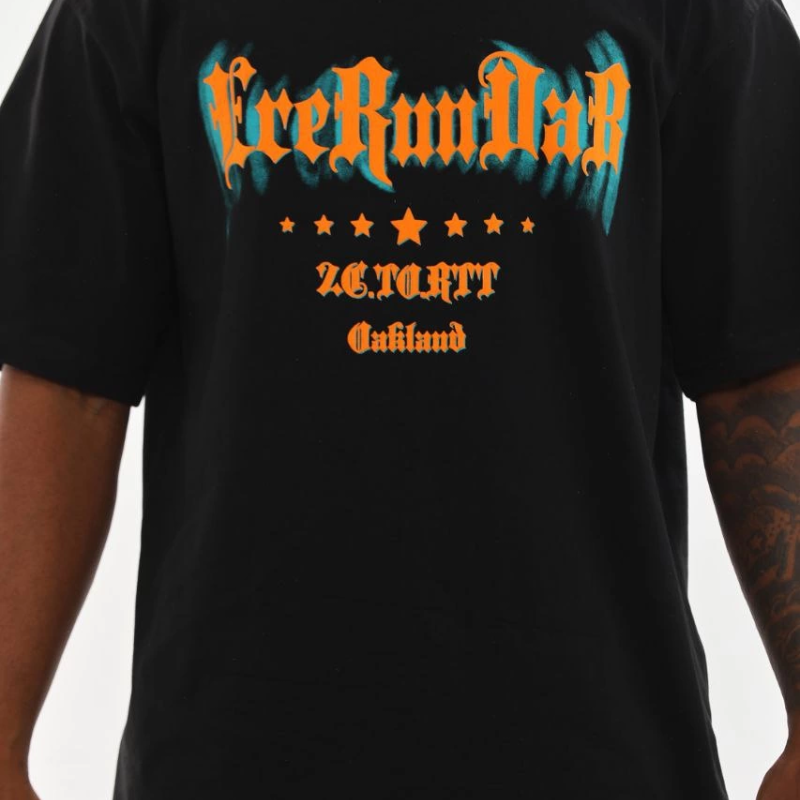 Baskılı Oversize T-Shirt - Siyah -