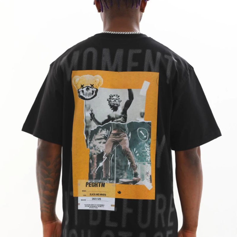 Baskılı Oversize T-Shirt - Siyah -