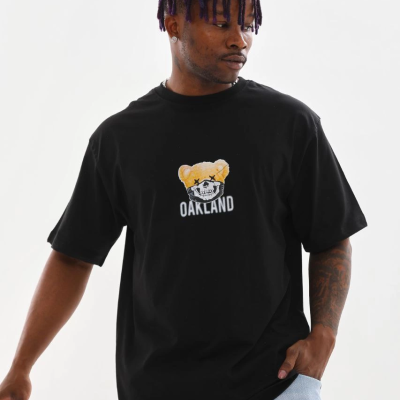 Baskılı Oversize T-Shirt - Siyah -