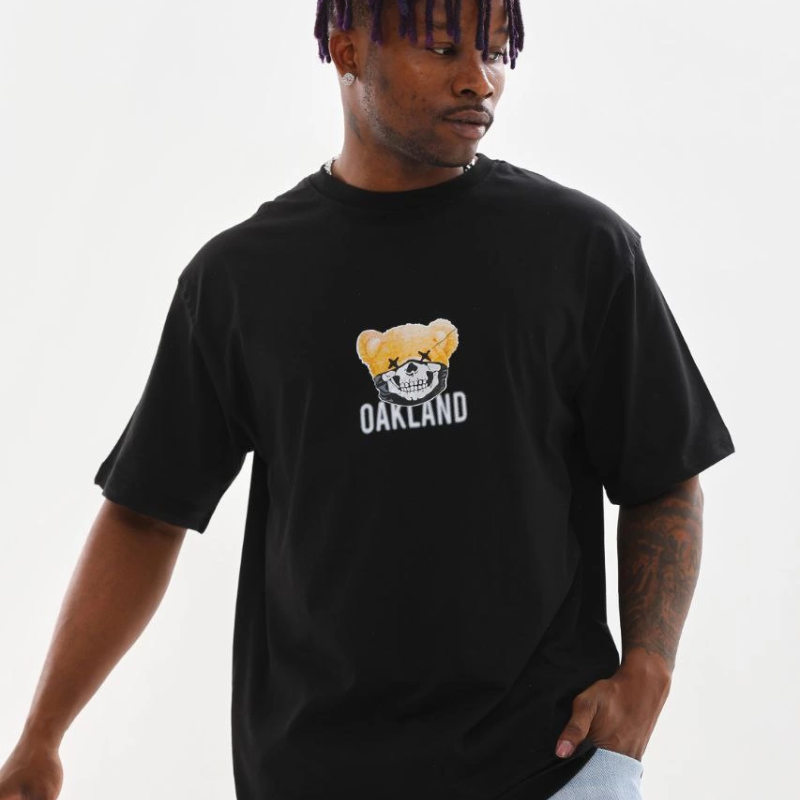 Baskılı Oversize T-Shirt - Siyah -