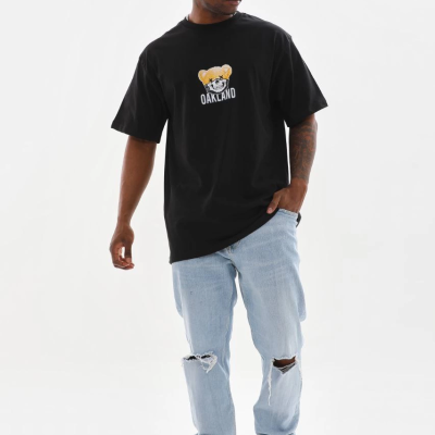 Baskılı Oversize T-Shirt - Siyah -