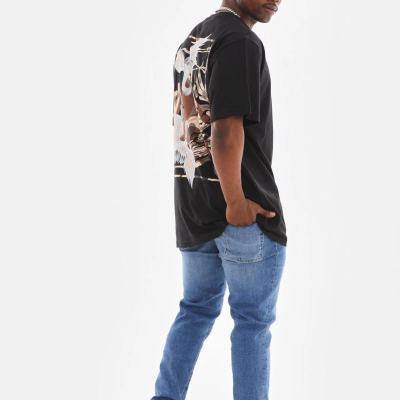 Baskılı Oversize T-Shirt - Siyah -