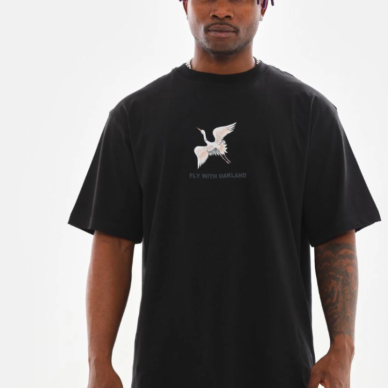 Baskılı Oversize T-Shirt - Siyah -