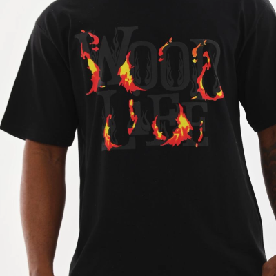 Baskılı Oversize T-Shirt - Siyah -