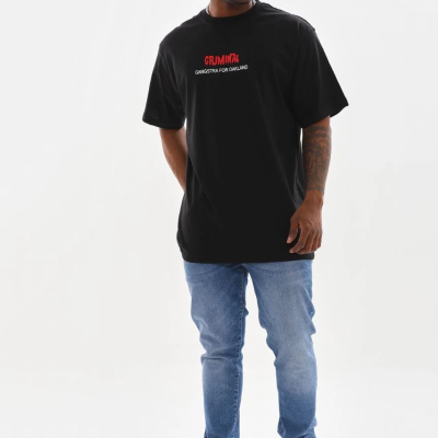 Baskılı Oversize T-Shirt - Siyah -