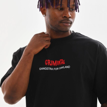 Baskılı Oversize T-Shirt - Siyah -