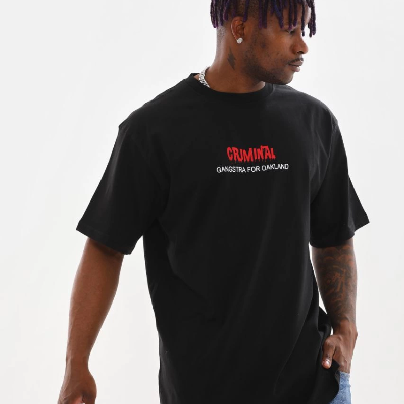 Baskılı Oversize T-Shirt - Siyah -