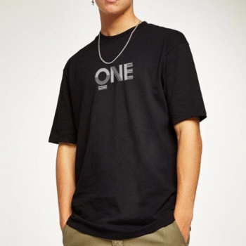 Baskılı Oversize T-Shirt - Siyah -