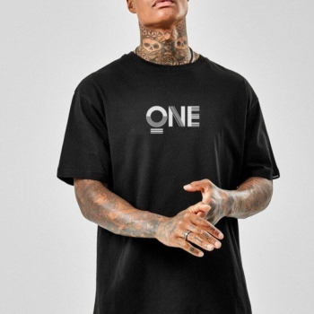 Baskılı Oversize T-Shirt - Siyah -