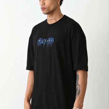 Baskılı Oversize T-Shirt - Siyah -