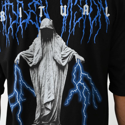 Baskılı Oversize T-Shirt - Siyah -