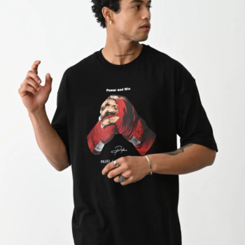 Baskılı Oversize T-Shirt - Siyah -