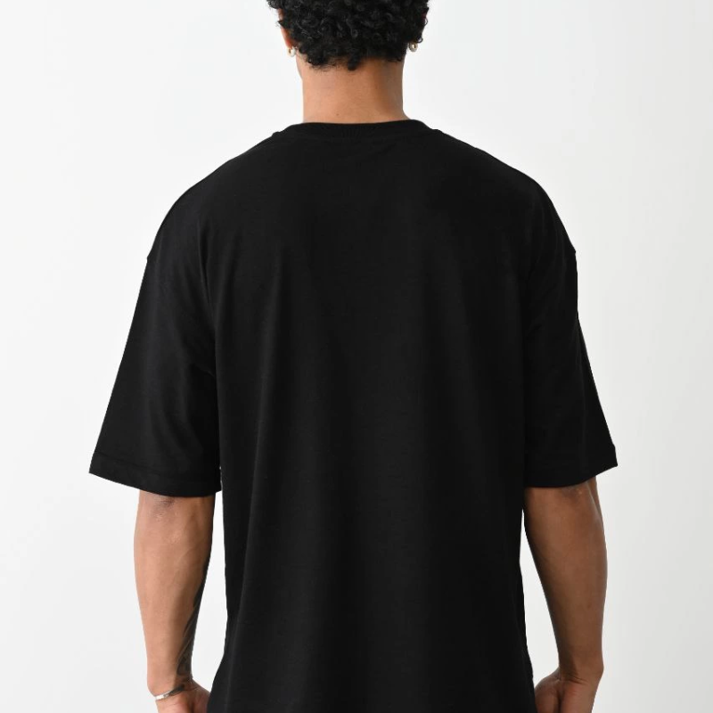 Baskılı Oversize T-Shirt - Siyah -