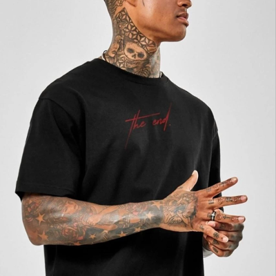 Baskılı Oversize T-Shirt - Siyah -