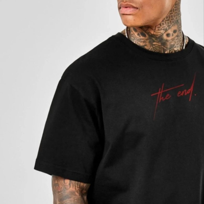 Baskılı Oversize T-Shirt - Siyah -