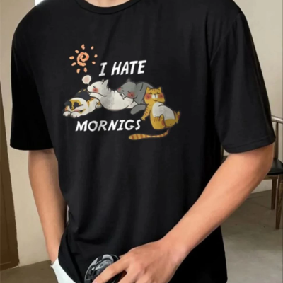 Baskılı Oversize T-Shirt - Siyah -