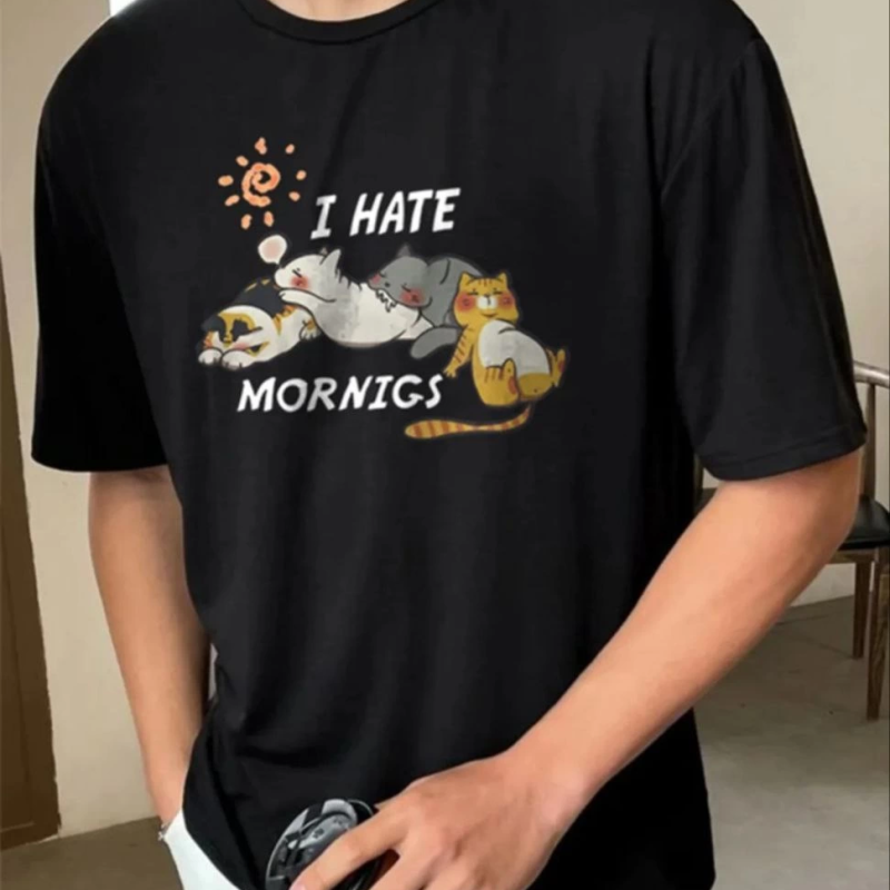 Baskılı Oversize T-Shirt - Siyah -