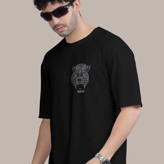Baskılı Oversize T-shirt - Siyah -
