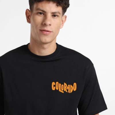 Baskılı Oversize T-shirt - Siyah -