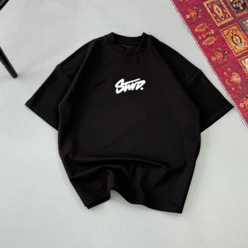 Baskılı Oversize T-shirt - Siyah -