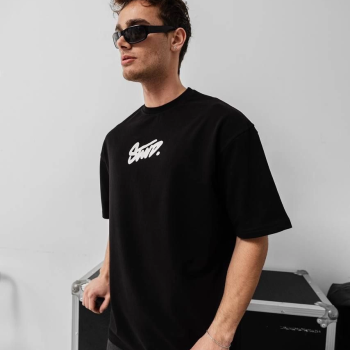 Baskılı Oversize T-shirt - Siyah -