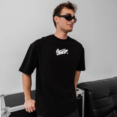 Baskılı Oversize T-shirt - Siyah -