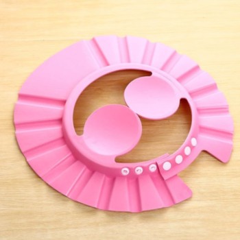 Bebek Banyo Şapkası Düğmeli Kulaklıklı Pembe