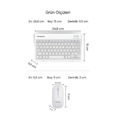 Beyaz Kablosuz Klavye Ve Mouse Seti
