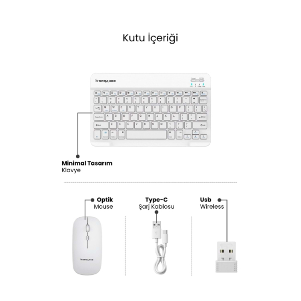 Beyaz Kablosuz Klavye Ve Mouse Seti