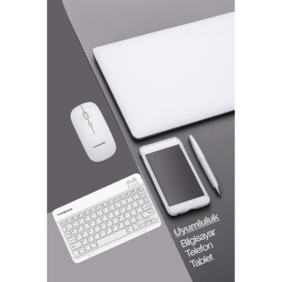 Beyaz Kablosuz Klavye Ve Mouse Seti