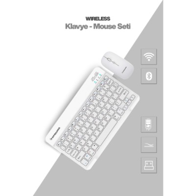 Beyaz Kablosuz Klavye Ve Mouse Seti