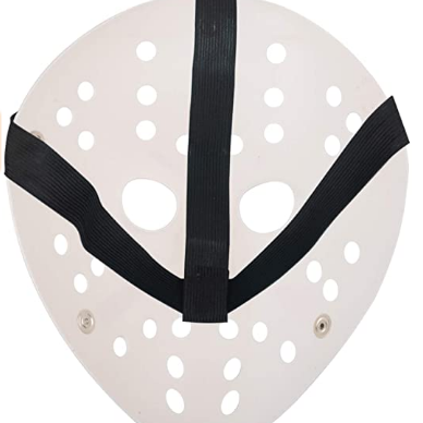 Beyaz Kırmızı Çizgili Tam Yüz Hokey Maskesi