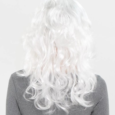Beyaz Renk Kahküllü Dalgalı Uzun Parti Peruğu