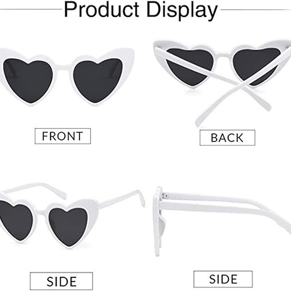 Beyaz Renk Kalp Şekilli Parti Gözlüğü