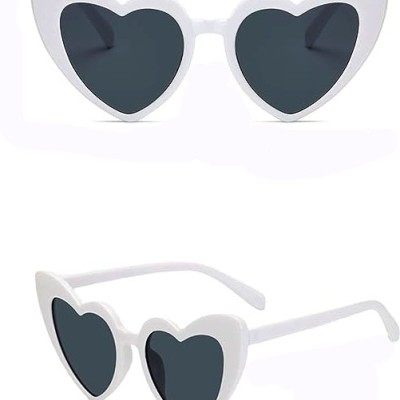 Beyaz Renk Kalp Şekilli Parti Gözlüğü