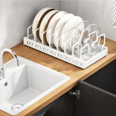 Beyaz Renk Teleskopik Raylı Tava Tencere Organizeri