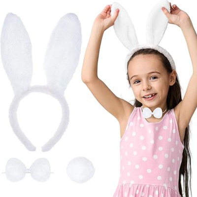 Beyaz Tavşan Kostüm Seti – Taç, Papyon, Kuyruk (12’li Paket)
