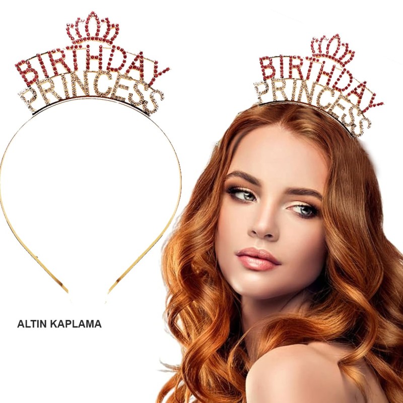 Birthday Princess Kristal Taç – Altın Kaplama