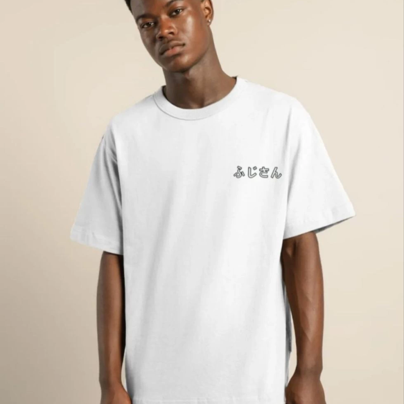 Bisiklet Yaka Baskılı Oversize T-Shirt - Beyaz -